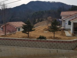 충북 제천 백운면 전원주택단지휀스 테라창살04-11앙카+기초+출입쌍문+외문 1200용 보강토위