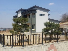 평택안중 전원주택 테라스마트 (라운드 구간) 경계석 보강토 위