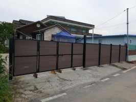 인천 전원주택 휀스 합성목재 가림막휀스 WS-1002 + 셋트 출입쌍문 (앙카용, 높이:2.0)