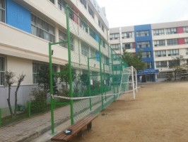 서울 구산초등학교 비구방지 H:4M ㄱ 자보조  +  메쉬 0.6용 연두색