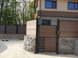 이천송정   신축 전원주택단지 휀스 태라합성목재 W-4000앙카 H:1.5+1.2    테라스톤 합성목재 출입문 H:2.3